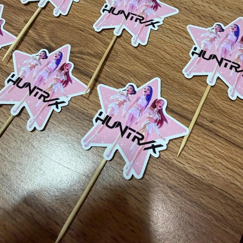 Pink Star Party Huntrix Cupcake Toppers